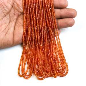 Perles facettées en saphir orange naturel, 16 pouces, 2,2-4 mm, perles de pierres précieuses en saphir orange pour la fabrication de bijoux, vente en gros - Product Image 3