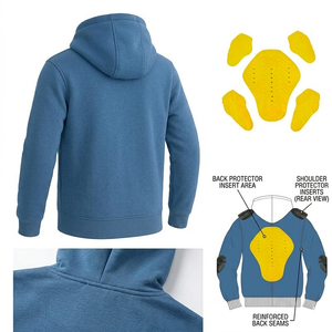Hoodie de sécurité pour moto d'hiver renforcé en Kevlar, doublé en polaire, résistant aux abrasions, unisexe, avec protection CE - Product Image 2