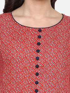 ชุดอานาร์กาลีคุร์ตาสีชมพูสำหรับผู้หญิง ผ้าเรยอน พิมพ์ลายเรขาคณิต ดีไซน์เนอร์ออกแบบ คอทรงกลม แขนสามส่วน เหมาะสำหรับชุดพื้นเมืองทั่วโลก - Product Image 3