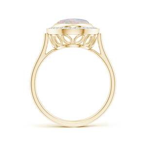 14K Solid <b>Gold</b> 14K Solid <b>Gold</b> Bezel-Set Oval London <b>Opal</b> <b>Ring</b> with Diamond Halo Handmade Customized Fine Jewelry Wedding - Product Image 4