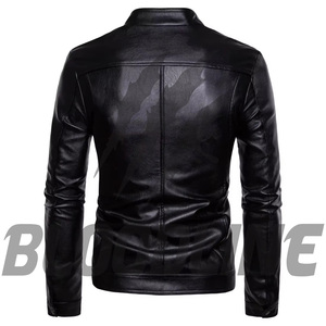 BLOODLINE Men's Black PU Leather <b>Jacket</b> Slim Fit Moto <b>Biker</b> Style Zipper Closure Autumn Wear - Product Image 3