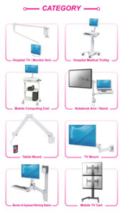 TAA Compliant White Aluminum Telehealth Mobile Cart with 15kg Capacity Medical Design Commercial Use for <b>Hospital</b> <b>Trolley</b> - Product Image 2