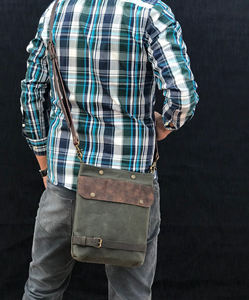 Sac bandoulière en cuir et toile, mode, imperméable, avec fermeture éclair, sac de poitrine, sac de voyage extérieur LCSB-0030 - Product Image 3