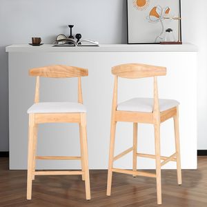 Mid Century Modern 24\" Counter <b>Stools</b> Solid Wood Upholstered <b>Seat</b> Wood Legs for Kitchen Island Dining Room Bar <b>Stool</b> Design - Product Image 1
