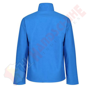 Blue <b>Men's</b> <b>Soft</b> <b>Shell</b> <b>Jacket</b> With Zip Fly And Front Logo Regular Fit Water Resistant Outdoor Wear Autumn Season - Product Image 2