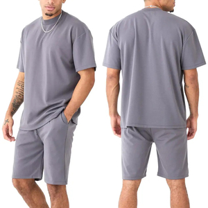 Ensemble court décontracté d'été pour hommes en coton éponge respirant à séchage rapide, style streetwear, 2 pièces, survêtement, ensembles de vêtements d'extérieur en gros 2026 - Product Image 3
