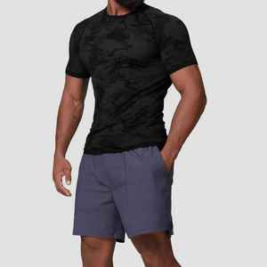 Camiseta Deportiva de Compresión para Hombre, Corte Ajustado, Cuello Redondo, Manga Corta, Transpirable, Spandex/Poliéster, Estilo Urbano, 220g, Color Sólido - Product Image 4