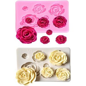 2 moules en silicone en forme de roses pour gâteaux et chocolats, outils de décoration de gâteaux en fondant et sucre pour mariages et fêtes - Product Image 1