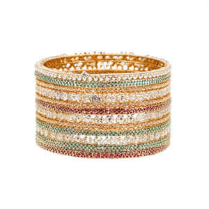 Stylish Gold Plated Crystal Stone <b>Bangles</b> <b>Set</b> Shimmering Crystal Work for Ethnic Wear 10575602PU_2.4 - Product Image 2
