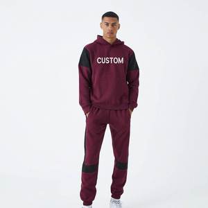 Ensemble de survêtement bleu clair personnalisé pour homme, sweat-shirt en coton avec blocs de couleur, taille élastique et poches latérales - Product Image 6