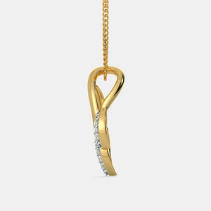 Yellow Gold <b>Double</b> Teardrop Lab Grown Diamond Pendant <b>Necklace</b> - Product Image 2