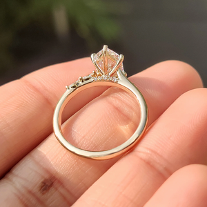 Bague en diamant taille marquise avec serti accentué en forme de pont, diamant de laboratoire, or blanc, rose et jaune 14 carats, bijoux de mariage pour femme - Product Image 3