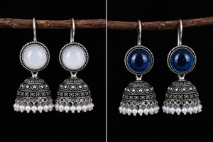 Pendientes Colgantes de Estilo Bohemio, Chapados en Plata Antigua, con Perlas de Piedra Vintage y Aleación de Zinc y Latón, para Bodas Indias - Product Image 3