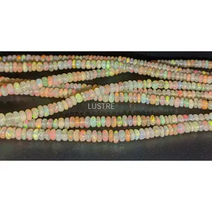 Ópalo de fuego etíope Welo AAA+ de 3-5 mm, cuentas redondas, verde/amarillo/blanco, gema tallada con brillo, alta calidad, 37 quilates para joyería - Product Image 4
