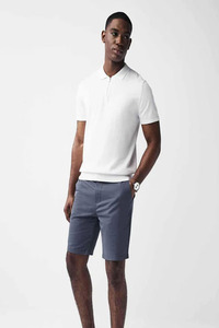 Shorts Bermuda Homme Été en Laine Coupe Slim Extensible Taille Mi-Haute Décontracté avec Poches Respirant Tissé Braguette Boutonnée Couleur Unie - Product Image 2