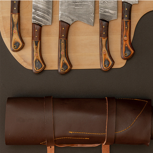 Chef <b>Knife</b> <b>Set</b> Hand Forged <b>Sharp</b> Pattern Blades Durable Ergonomic Handles Professional Cooking Damascus Steel Handmade Kitchen - Product Image 2