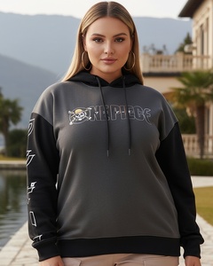 Sweat à capuche personnalisé en molleton 100 % coton pour femme, grandes tailles, style streetwear, coupe oversize, impression sérigraphique - Product Image 2