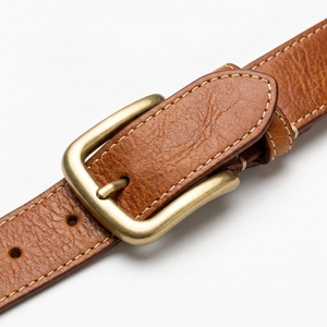 Ceinture en cuir véritable pour homme, décontractée, formelle, vintage, avec boucle à ardillon, marron, pour jeans et pantalons, de qualité supérieure, durable, idéale comme cadeau - Product Image 4