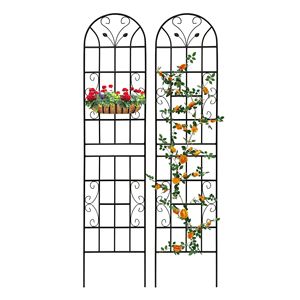 Set di 2 tralicci da giardino in metallo nero da 220 cm x 50 cm, antiruggine, per piante rampicanti, recinzioni e cancelli - Product Image 6