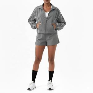Conjunto Deportivo Unisex de Secado Rápido, Transpirable y Ecológico, Corte Regular, Chaqueta Deportiva de Manga Larga con Logotipo Estampado/Sólido en la Parte Delantera para Yoga - Product Image 4