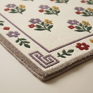 Alfombra de Lana Floral Hecha a Mano, Diseño Botánico, Color Marfil, Tamaño Personalizado, Alfombra de Lujo para el Hogar - Product Image 2