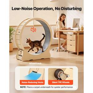 Rueda de Ejercicio Silenciosa para Gatos de 48 Pulgadas, de Madera, para Interiores, 28 Libras, con Pista Tapizada, Mecanismo de Bloqueo, Juguetes Deportivos para Mascotas, para el Cuidado de la Salud y el Ejercicio - Product Image 4