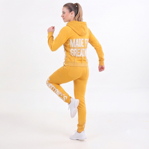 Women's Distressed Embroidery Tracksuits 100% Polyester Fleece Zipper <b>Hoodie</b> Jogger Pants Set Winter Style Polyester Tracksuit - Product Image 4