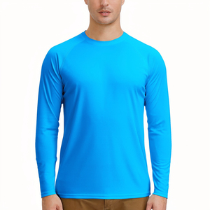 Chemise de compression à manches longues pour homme, bleue, anti-UV, à séchage rapide, respirante, écologique, en spandex/polyester, de haute qualité - Product Image 3