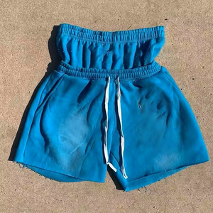 Custom Cotton Baggy Oversized High Quality Streetwear Double Waist Striped Summer Jogging <b>Shorts</b> For Men Wholesale - Product Image 5