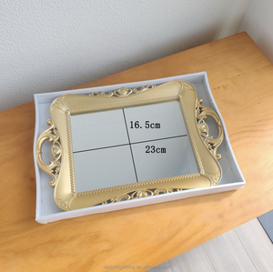 <b>Vintage</b> Gold <b>Mirror</b> Rectangle Plastic Modern Style Durable Dishwasher Safe Decorative Tray for Wedding Table Centerpiece Home - Product Image 3