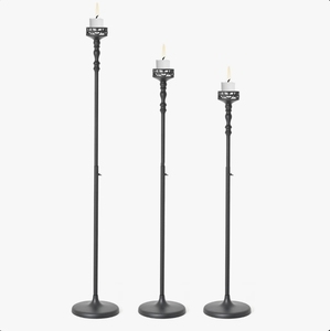 Wholesale Handmade Eco-Friendly Adjustable <b>Black</b> Metal Floor Candle <b>Holder</b> Set Tall <b>Candlestick</b> Stands Cutout Rim Wedding Event - Product Image 3