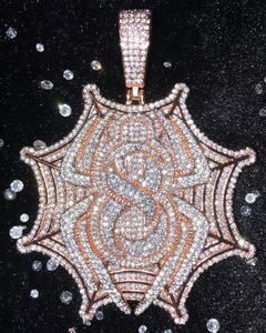 Colgante de Lujo con Nombre de Letra Chapado en Oro Rosa y Moissanita, Temática Iced Out, para Uso Diario, con Microincrustaciones Pavé, Estilo Hip Hop - Product Image 3