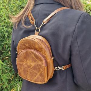 Custom Genuine Leather Mini Backpack OEM Bulk Wholesale Small Vintage Cowhide Leather Rucksack <b>Bag</b> Women LSBP-0058 - Product Image 1