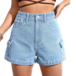 Drawstring Denim Men's Shorts Casual <b>Elastic</b> Waistband Stretch Cotton Lightweight Summer <b>Jean</b> Shorts with Pockets Wholesale - Product Image 5