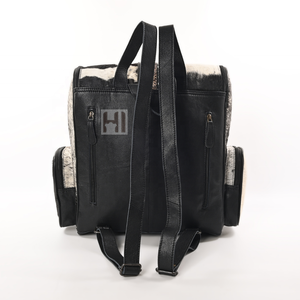 Unisex Cowhide Hair Leather Laptop <b>Backpack</b> Waterproof Western Style Travel School <b>Backpack</b> - Product Image 2