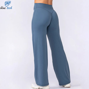 Custom Women's High Waist <b>Flare</b> Yoga <b>Legging</b> Wide Leg Stretch Gym Fitness Workout Athletic Activewear Trousers OEM Services - Product Image 3
