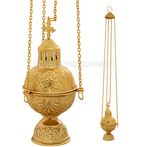 กระถางธูปทองเหลืองแบบออร์โธดอกซ์ไม่มีกระดิ่ง |   กระถางธูปสำหรับโบสถ์ - DOUBLE VEE EXPORTS - Product Image 2