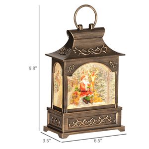 Lanterna Natalizia Musicale in Bronzo con Globo di Neve, Illuminata e a Batteria, con Glitter Rotolanti, Decorazione Natalizia - Product Image 3
