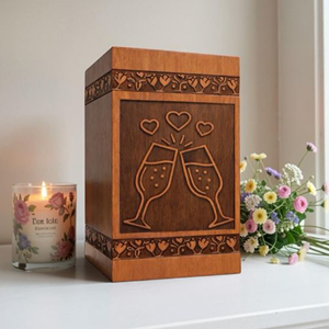 Handmade Rosewood Cremation Urn: Champagne Toast, Personalized Memorial urn Memorial Keepsake by AYAANS - Product Image 2