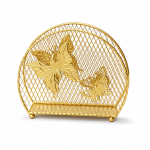 Porta Servilletas de Metal con Diseño de Mariposa Dorada de Lujo, Organizador de Servilletas Decorativo para Mesa de Comedor - Product Image 1