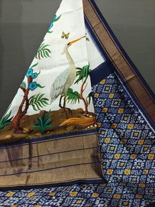 ผ้าไหมโดลา ลายกัลัมคารี ผ้าแจ็คการ์ดทอลายขอบ  ผ้าซารีกันยับ สำหรับงานปาร์ตี้ ขายส่ง เสื้อผ้าอินเดีย ปากีสถาน ราคาดีที่สุด - Product Image 2