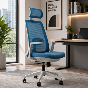 KINSHA Fabric Office <b>Chair</b> with Power-Adjustable 4D Headrest Ergonomic Design for Home & Bedroom Use - Product Image 1
