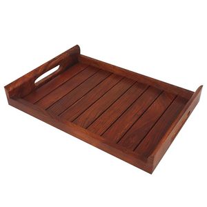 Wood Serving Tray Rectangular Wooden <b>Breakfast</b> Tray Handmade Rustic Serving Platter Kitchen Food Serving Tray - Product Image 3