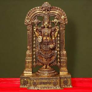 Idole de Tirupati Balaji en laiton de 60 pouces, statue de temple artisanale de style Art Déco pour la décoration de la maison à l'occasion de Diwali - Product Image 1