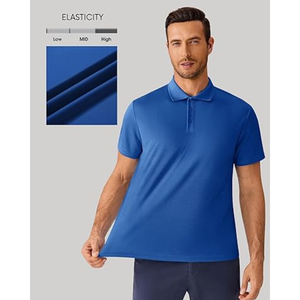 เสื้อยืดกอล์ฟแขนสั้นผู้ชาย แห้งเร็ว ระบายเหงื่อ ออกกำลังกาย ผ้าโพลีเอสเตอร์ 100% กันยับ ดีไซน์กระดุม - Product Image 4