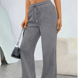 Pantalones Deportivos para Mujer con Cordón Ajustable, Pantalones de Chándal de Pierna Recta, Cintura Media, Holgados y Casuales para Verano - Product Image 1