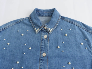 Vestido Camisero Vaquero Personalizable para Mujer, Manga Larga y Corte Holgado, para Salidas de Otoño, Atuendo Casual de Verano - Product Image 4