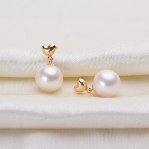 Boucles d'oreilles en argent S925 avec perle d'eau douce ronde Aurora de 9-10 mm, sans trou d'oreille, de Zhuji - Product Image 3