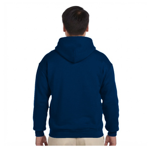 Sudadera con Capucha de Forro Polar para Hombre, Mezcla de Algodón Grueso, Color Azul Oscuro Liso, Ropa Casual de Invierno - Product Image 2