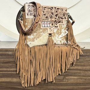 OEM ODM 2026 Factory Price Handcrafted Genuine Cowhide Leather Fringe <b>Bag</b> Designer Floral Tooling Western Style Shoulder Purse - Product Image 1